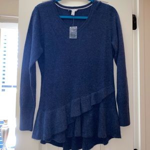 Blue Sweater with Ruffles